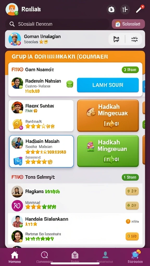 Fitur komunitas yang mendukung interaksi pemain.