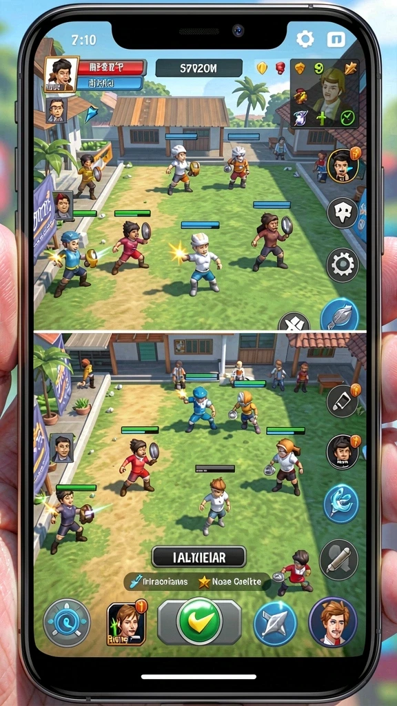 Screenshot menunjukkan karakter utama dalam aksi menarik.